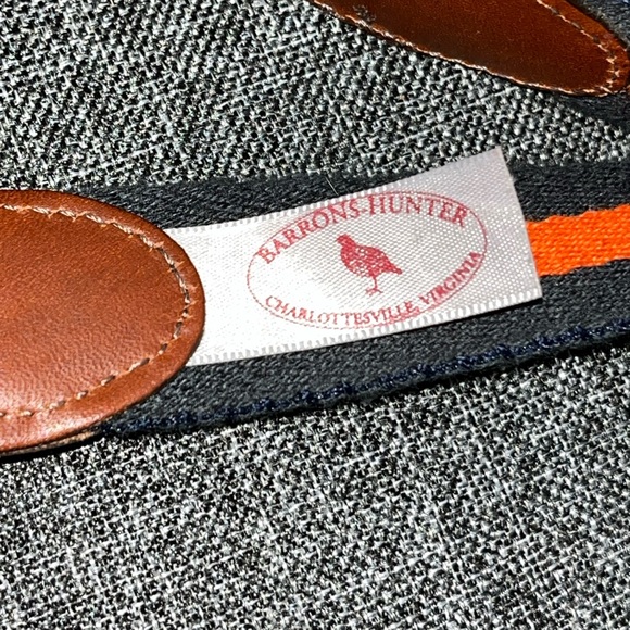 Barron’s Hunter Blue & Orange Grosgrain Leather Tab Belt Solid Brass buckel-  42 - Picture 4 of 8